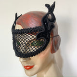 original vintage black velvet bugle beaded masquerade mask
