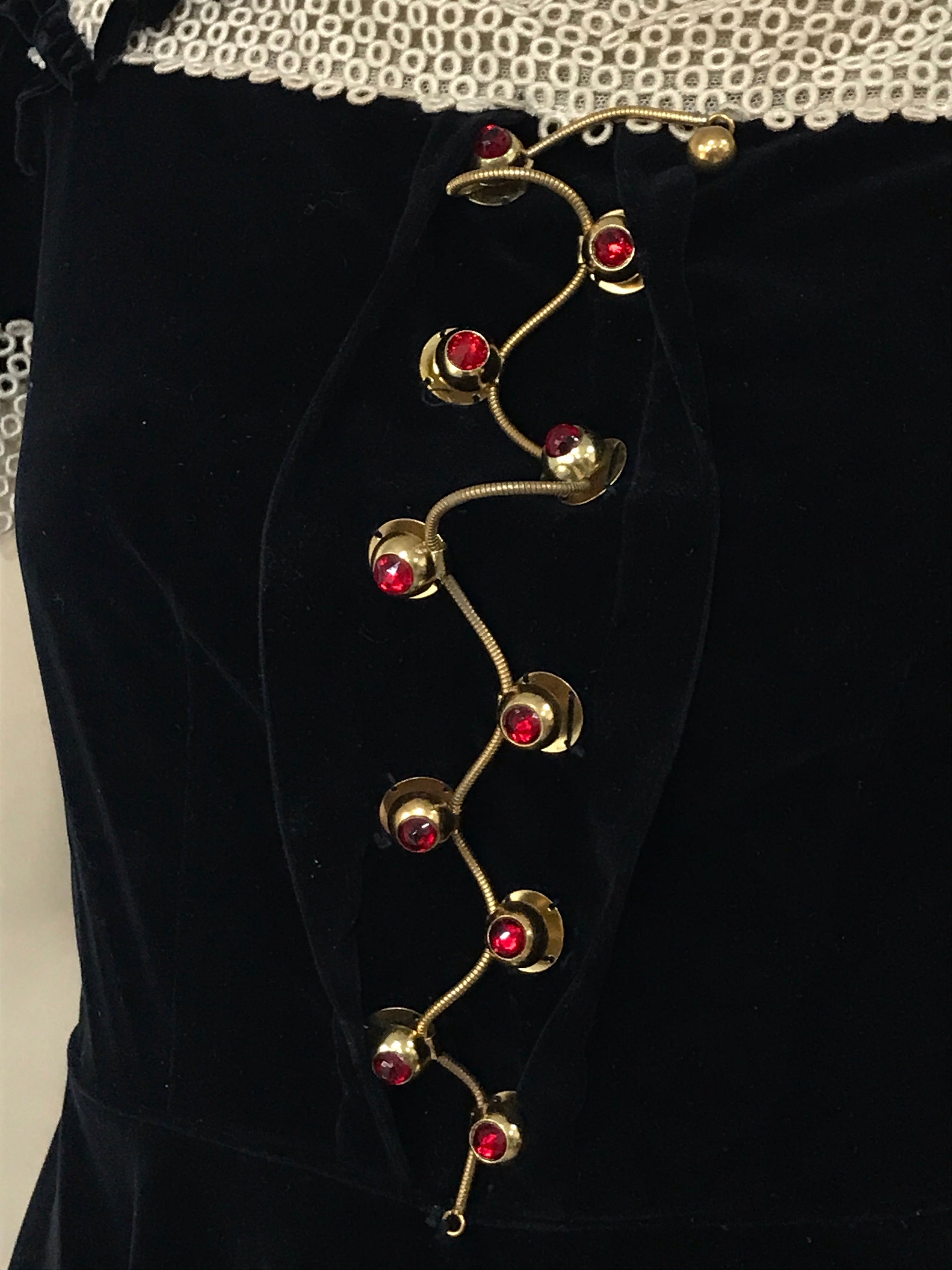 1930s black velvet party dress 'Original Junior by Dorsa' with puffed   After Number Nine