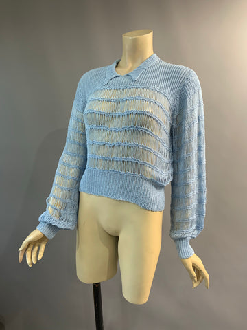 Vintage periwinkle blue 1980s does 1930s? handmade jumper - can’t decide!