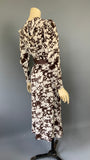 vintage 1930s brown and cream Art Deco day dress with strong shoulders