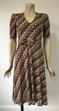 vintage 1970s does 30s original Chelsea Girl deco print day dress