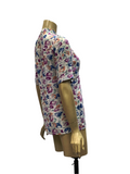1940s Vintage make do and mend painterly print floral peplum top or blouse