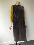 Vintage mole coloured cotton velvet drop waisted 1920s sleeveless day dress