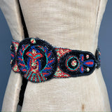 1920s glass beaded embellished belt in bold colours