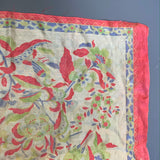 Vintage 1920s pongee silk square in pinks and blues - AS IS