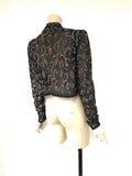 Vintage 1940s black net bolero jacket with iridescent gelatine sequins