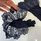 Navy blue soutache decorated vintage gauntlet gloves c. 1930s