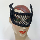 original vintage black velvet bugle beaded masquerade mask