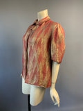 1930s vintage lamé jacket in harlequin weave russet and gold - peach velvet lining