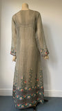Arts and Crafts style vintage hand embroidered palest green full length tunic dress