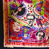 Late 70s/Early 1980s Michaele Volbracht signed 1950s rock n roll graphics scarf - James Dean & Marilyn Monroe