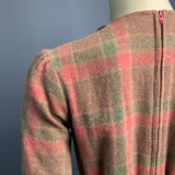 Vintage 1970s does 1940s homemade windowpane check wool vintage dress