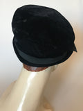 Soft tam style velvet black vintage hat with grosgrain ribbon trim