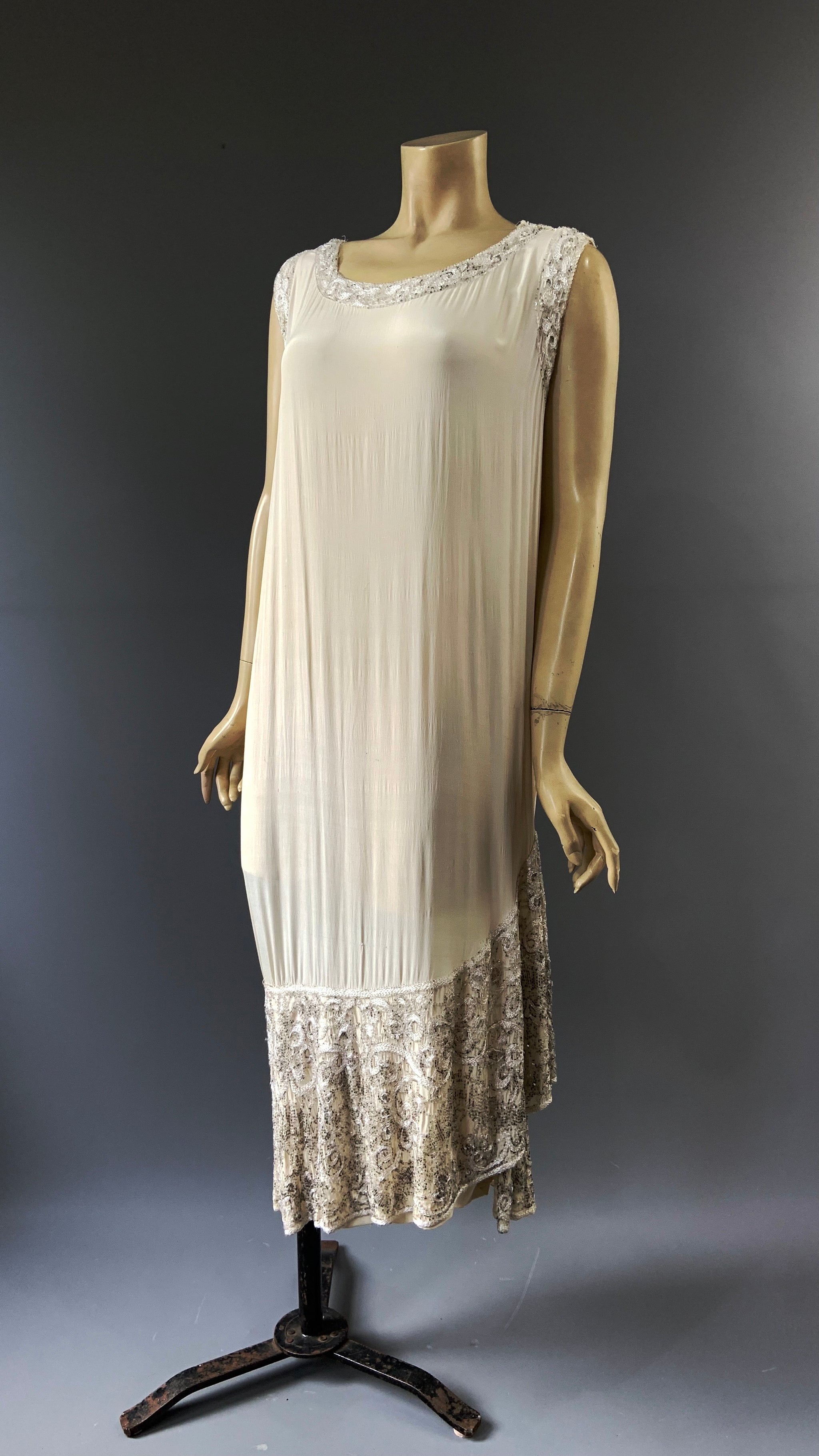 1920s beaded ivory silk dress - as is After Number Nine 1920s beaded ivory silk dress - as is After Number Nine