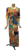 Vintage psychedelic horse print late 1960s / 1970s slinky maxi dress