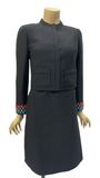 Jean Patou vintage 1960s tailored skirt suit with beaded cuffs