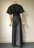 1970s vintage black and silver lurex knit disco two piece by Barry Artist