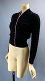 Vintage 1940s to 1950s nip waisted Agar knitted cardigan - black and pink