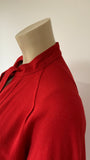 Amazing 1970s Jean Muir lipstick red flared coat with flared sleeves