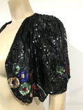 1930s ‘ made in France’ vintage sequinned bolero jacket with colourful flowers
