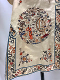 Earlier 20c antique to vintage embroidered Chinese silk robe or jacket
