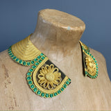 vintage 1930s green and yellow collar with soutache flowers