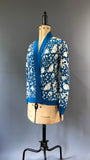 Wedgwood blue and white embroidered oriental jacket
