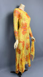 Late 1920s silk chiffon floral dress with handkerchief hem and matching scarf