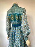vintage 1970s designer Raksha of Hindip - London Indian print maxi dress