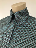 vintage Jean Varon graphic print blouse with dolman bishop sleeves.