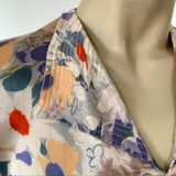 vintage 1930s satin cropped blouse with puffed sleeves and over stitching