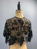 Late Edwardian to 1920s cut steel and sequins in vine design - full tulle collar or capelet