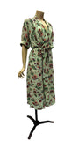 Novelty vintage cottage garden print 1940s rayon crepe Toquelle Model house dress or robe