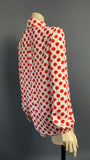 1980s does 40s red and white polka dot crepe blouse