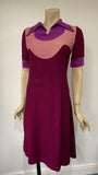 late 1960s vintage moss crepe block panelled a-line shift dress - purples
