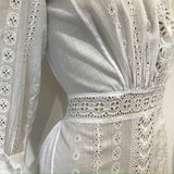 Antique 1910s Edwardian whitework cotton lawn dress or tea gown - broderie anglaise