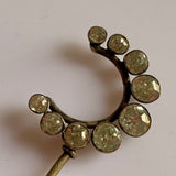 sparkling antique paste crescent moon hat or hair pin decoration - 1800s old cut