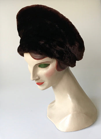 Vintage beaver lamb halo or tam style hat - ‘Glamour by Dolores’
