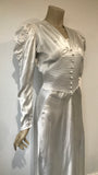 early 1940s vintage wedding dress - puffed sleeves and pintucks