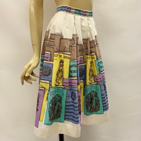 Vintage Music Hall by Sportaville 1950s novelty print skirt