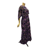 Vintage late 1960s / 1970s batik print dress with flutter sleeves