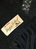 vintage mid century black magenta and grey scarf, shoulder wrap or stole - soft fine wool
